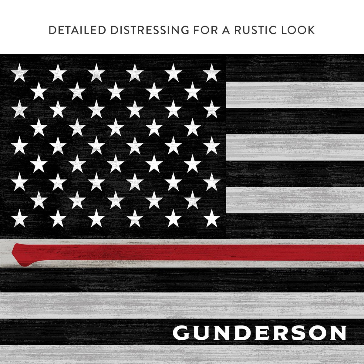 Thin Red Line Firefighter Flag Sign With Distressed Rustic Look - Pretty Perfect Studio