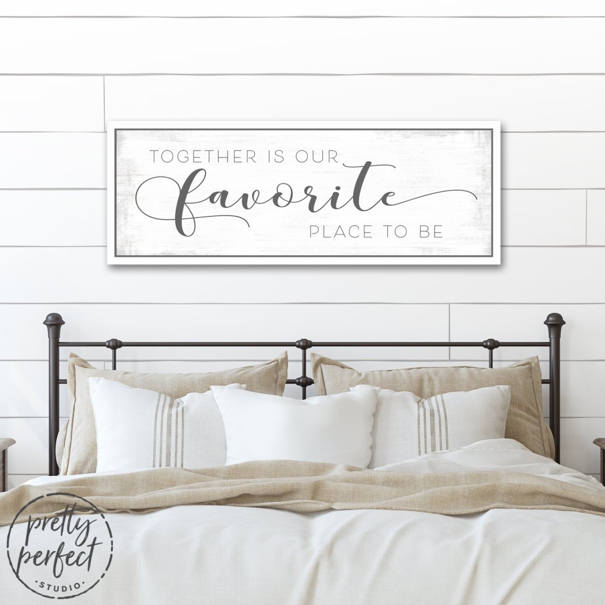 Together Is Our Favorite Place To Be Sign on Wall Above Bed - Pretty Perfect Studio