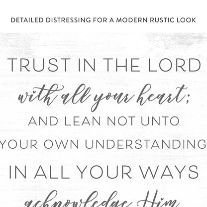 Trust In the Lord with All Your Heart Proverbs 3:5-6 Bible Verse Christian Family Scripture Sign - Pretty Perfect Studio