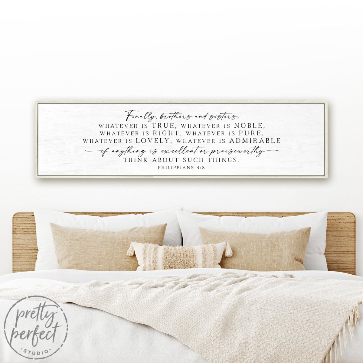 Philippians 4:8 Sign Above Couch - Pretty Perfect Studio