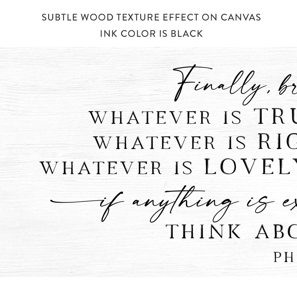 Philippians 4:8 Sign Above Couch - Pretty Perfect Studio