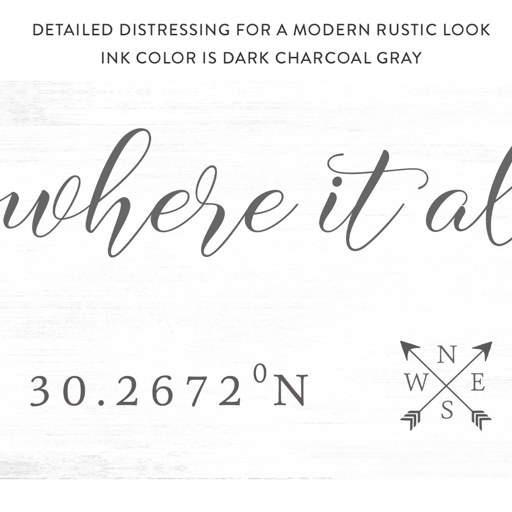 Where It All Began Location and Name Sign With Modern Rustic Look - Pretty Perfect Studio