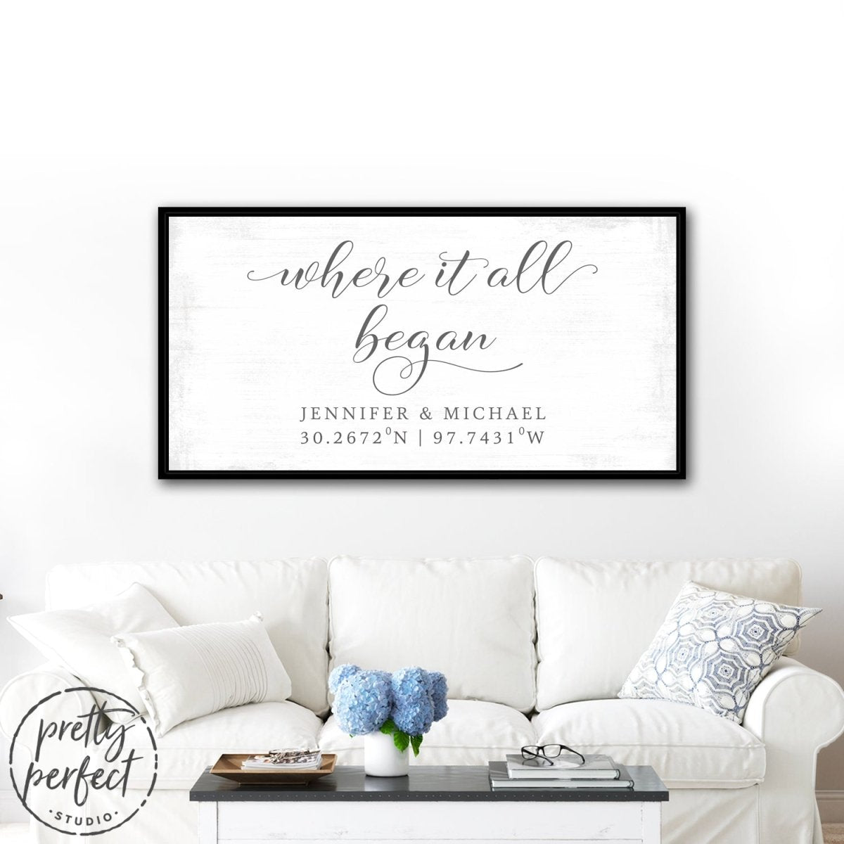 Where It All Began Sign With Name & Location in Bedroom - Pretty Perfect Studio