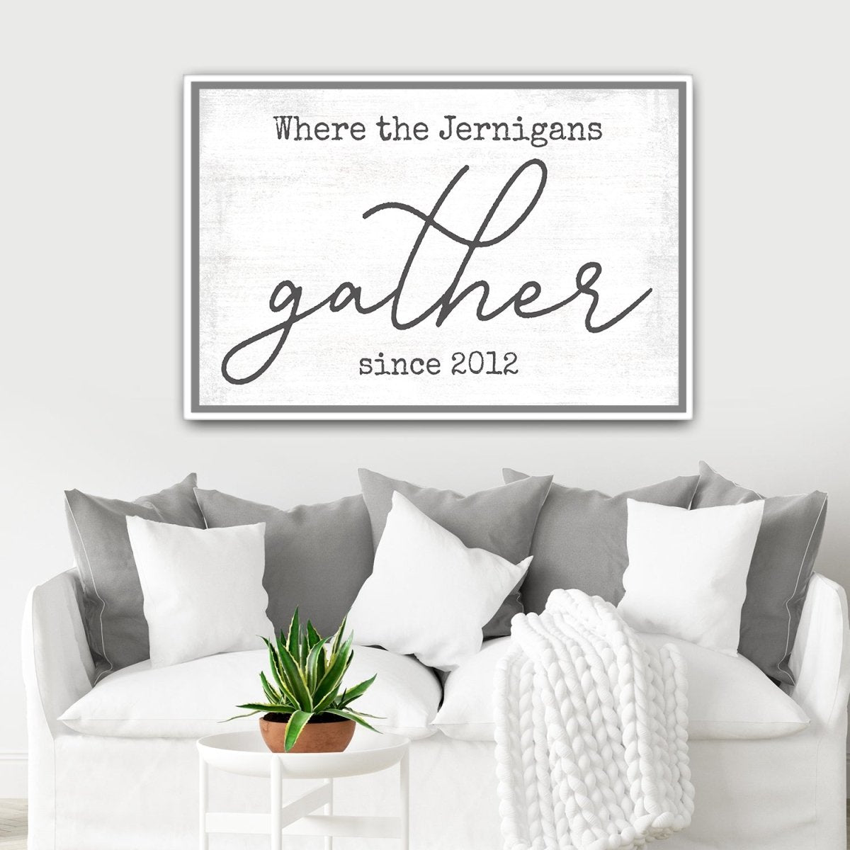 Where The Family Gathers Personalized Sign Above Table - Pretty Perfect Studio