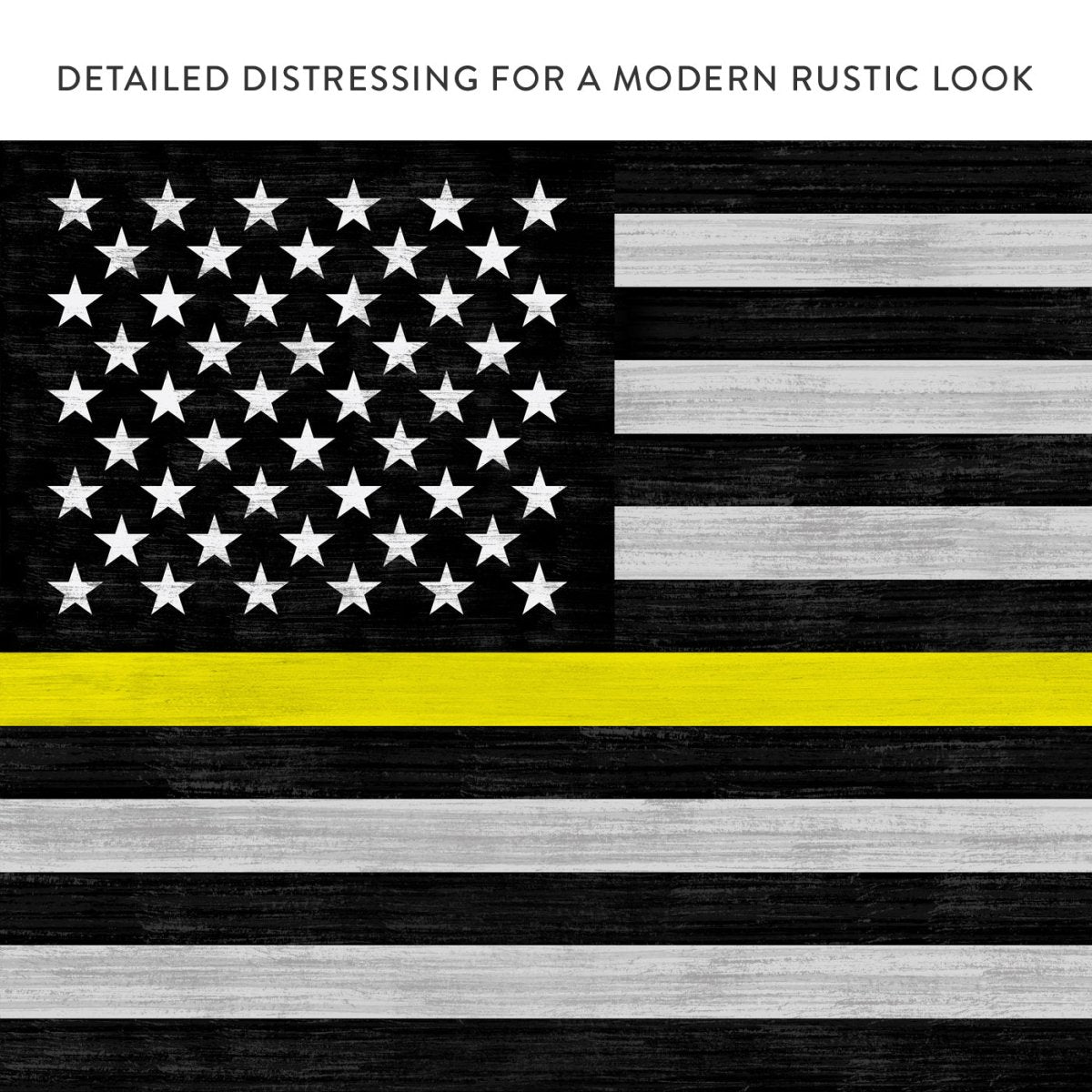 Yellow Line Flag Canvas Sign With Modern Rustic Look - Pretty Perfect Studio