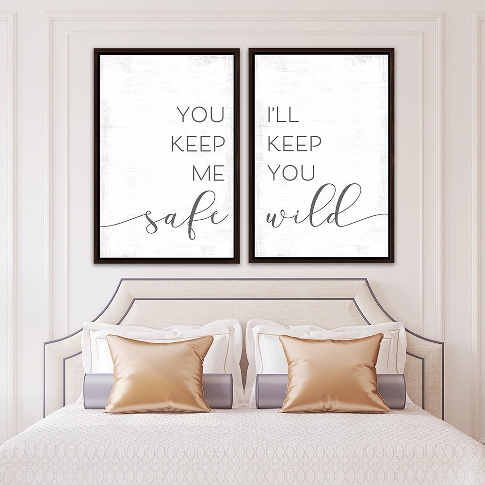 You Keep Me Safe I’ll Keep You Wild Multi-Panel Print Set Above Bed - Pretty Perfect Studio