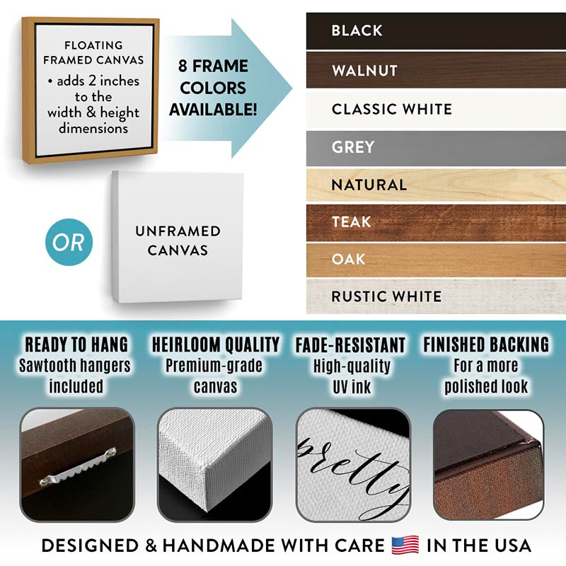 Wall art frame features and options