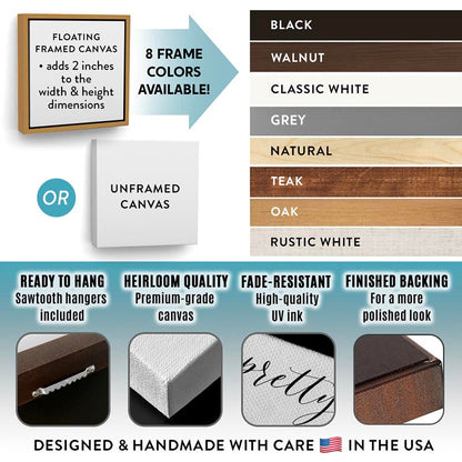 Wall art frame features and options