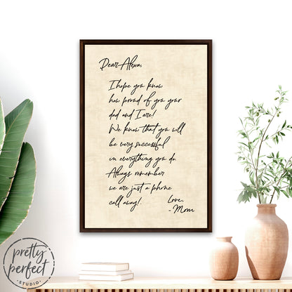 Personalized Handwriting Sign of Loved Ones Actual Hand Written Note on Canvas