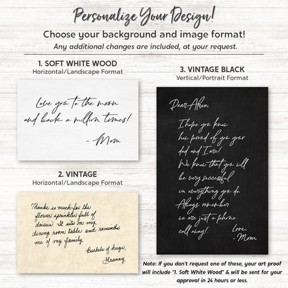 Personalized Handwriting Sign of Loved Ones Actual Hand Written Note on Canvas