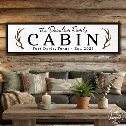 Personalized Cabin Life Chalet Room Welcome Sign with Bears Framed Canvas Signs