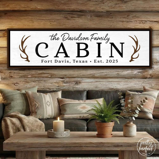 Personalized Cabin Life Chalet Room Welcome Sign with Bears Framed Canvas Signs