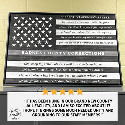 Custom correction officer’s prayer American flag wall sign with personalized department name, gift for correctional officers, jail or prison staff appreciation