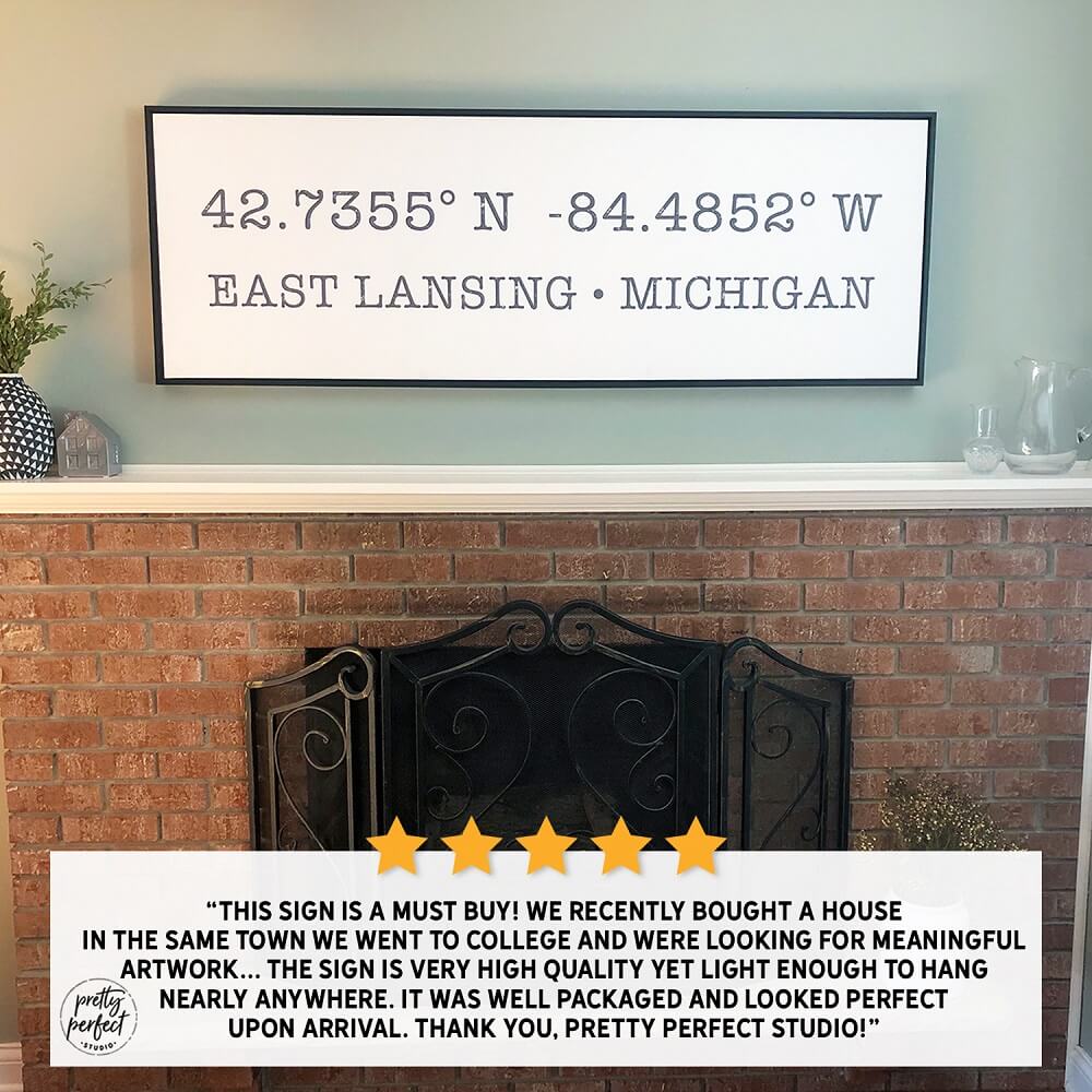 Custom last name sign above fireplace, rustic farmhouse wall decor, personalized family home accent