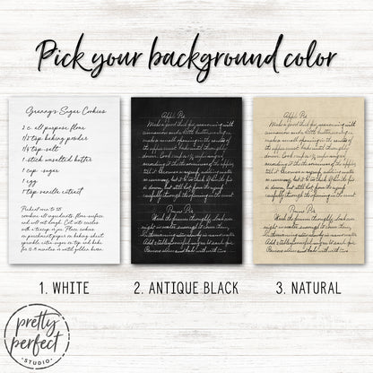 Handwritten Recipe Sign | Personalized Family Recipe Gift | Recipe Keepsake Wall Art