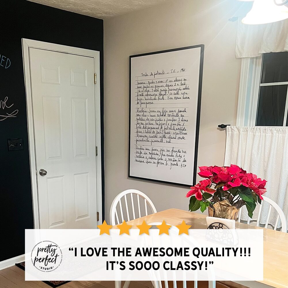 Beautiful handwritten wall art displaying an inspiring message, adding charm to your walls