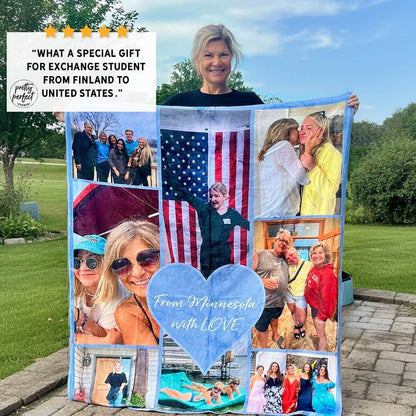 Custom photo collage blanket personalized with multiple pictures, perfect sentimental gift