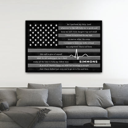 EMS Prayer on Flag With Name Personalization