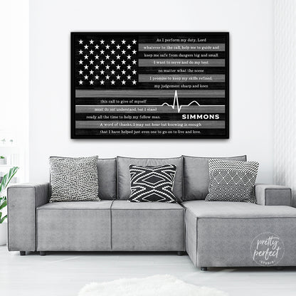 EMS Prayer on Flag With Name Personalization