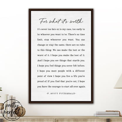 F. Scott Fitzgerald Quote Sign