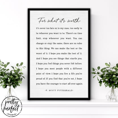 F. Scott Fitzgerald Quote Sign