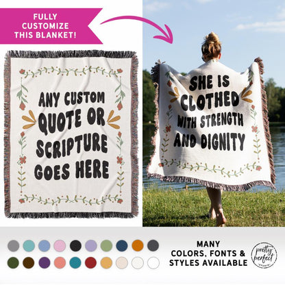 Christian Woven Blanket Scripture with Personalization - Christian Gifts for Women - Scripture Blanket for Girls - Bible Verse Blanket