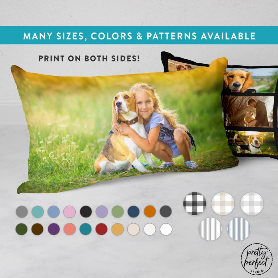 Custom Photo Throw Pillow with Pictures Names