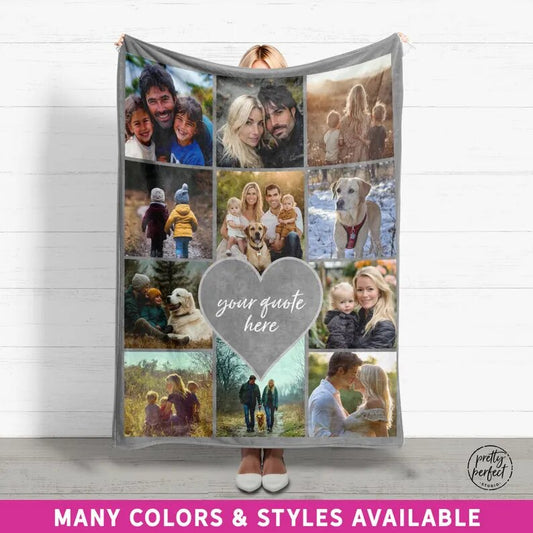 Custom Photo Collage Blanket for Adults and Kids, Personalized Picture Throw Blankets