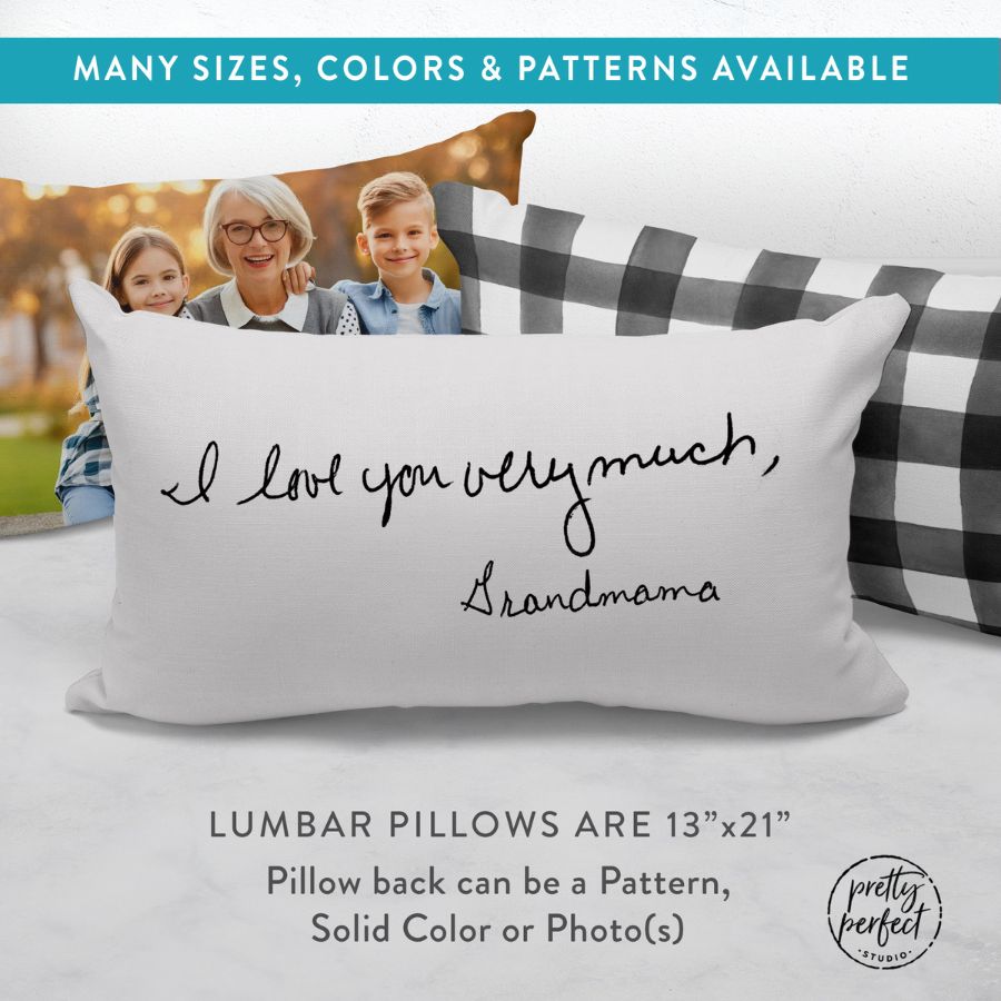 Custom Handwriting Pillow, Memorial Pillow with Pictures, Keepsake Gifts, Personalized Handwriting Gifts for Loss of Loved Ones