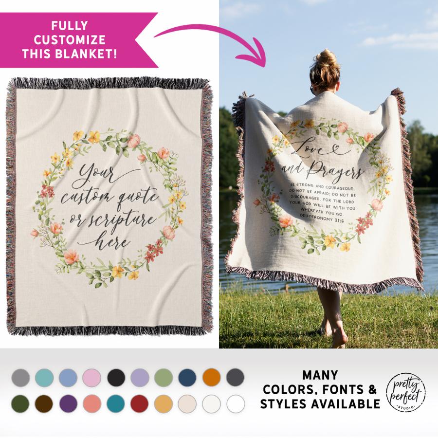 Christian Woven Blanket Scripture with Personalization - Christian Gifts for Women - Scripture Blanket for Girls - Bible Verse Blanket