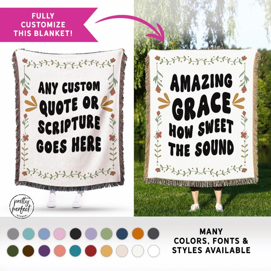 Christian Woven Blanket Scripture with Personalization - Christian Gifts for Women - Scripture Blanket for Girls - Bible Verse Blanket