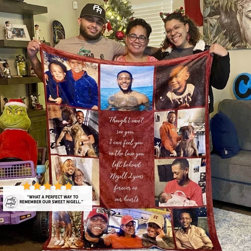 Large personalized photo collage blanket with multiple high-resolution images