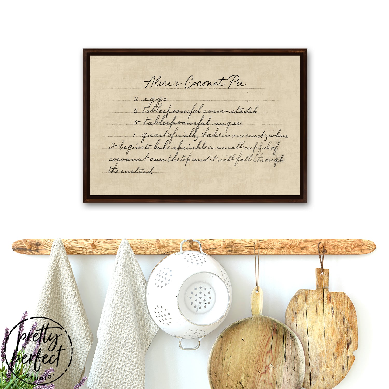 personalized handwritten recipe canvas wall art coconut pie custom family recipe sign kitchen decor keepsake gift