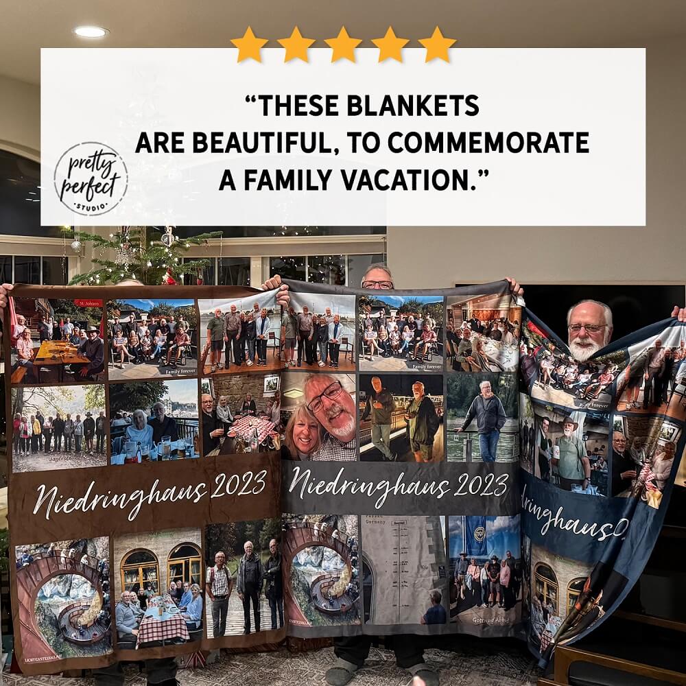 Personalized family photo blanket gift ideal for birthdays and holidays