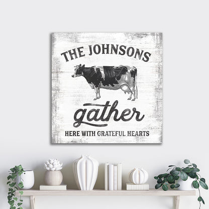 Personalized Gather Here With Grateful Hearts Sign