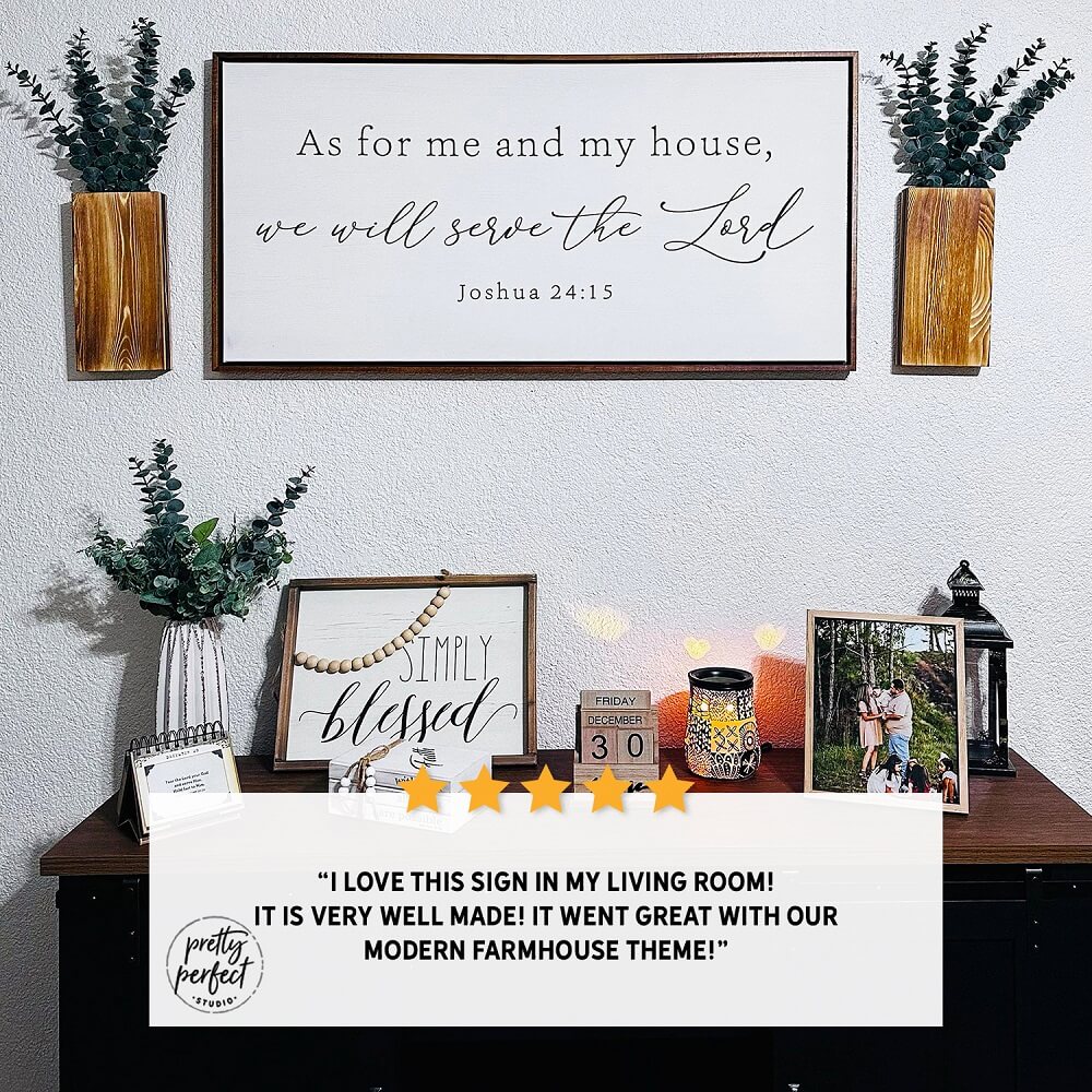 Personalized scripture wall art in farmhouse home interior