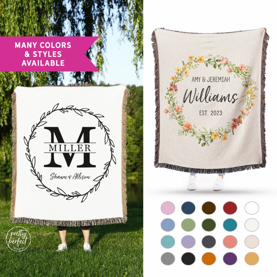 family monogram custom cotton throw gifts for parents