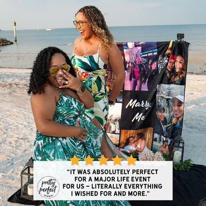 Romantic photo collage blanket perfect anniversary gift with couple pictures