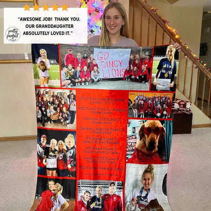 Custom photo collage throw blanket featuring vibrant high-quality images
