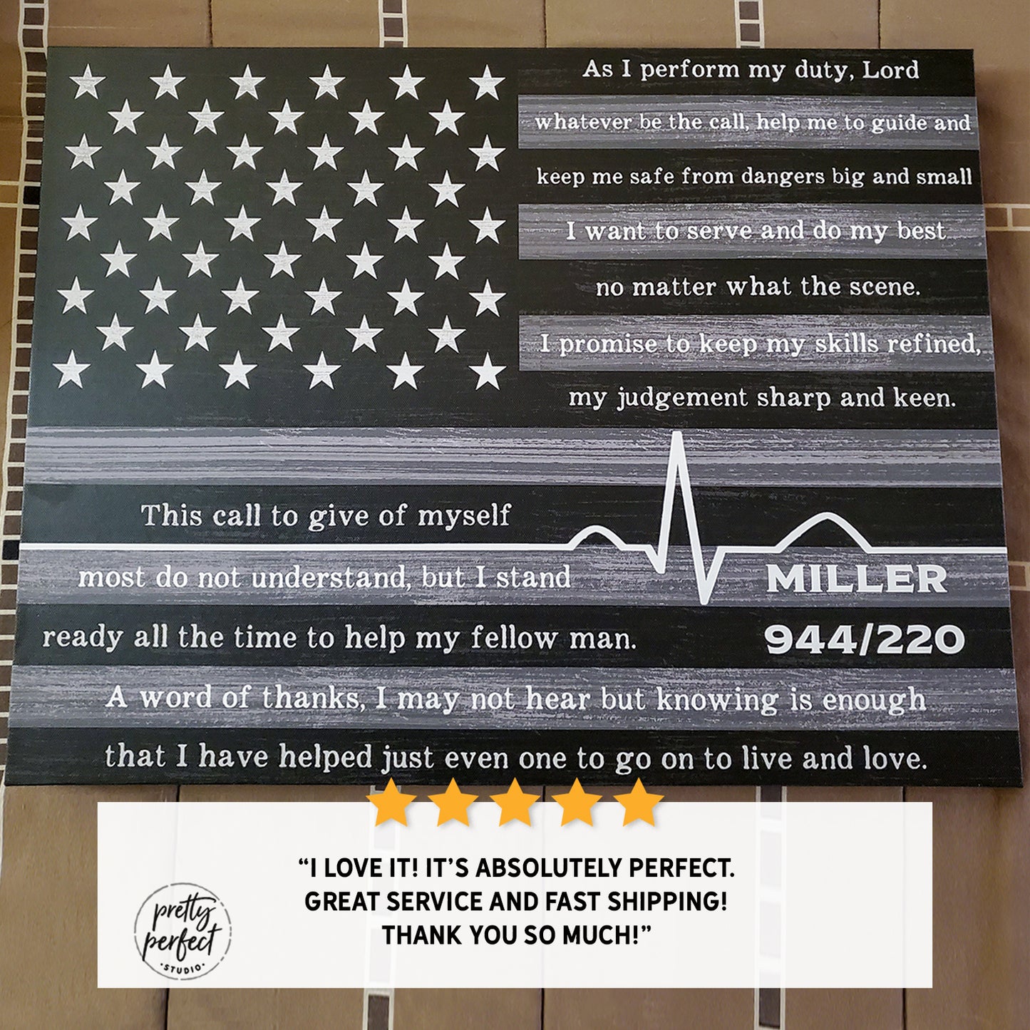EMS Prayer on Flag With Name Personalization