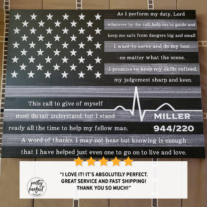 EMS Prayer on Flag With Name Personalization