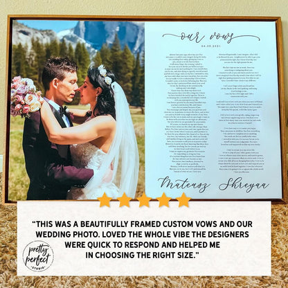 Customer product review for personalized wedding vows sign by Pretty Perfect Studio
