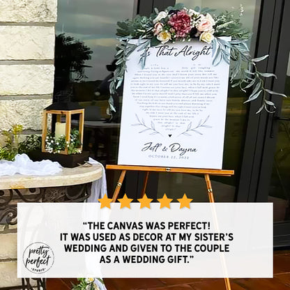 Personalized Wedding Song On Canvas, Heart Lyrics, First Dance Wedding Gift