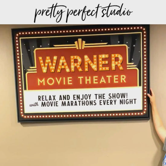 Personalized home movie theater signs custom designs video by Pretty Perfect Studio