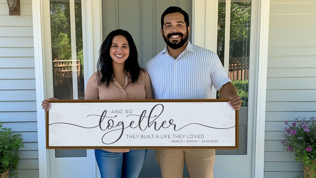 Customer testimonial video showcasing personalized canvas signs from Pretty Perfect Studio