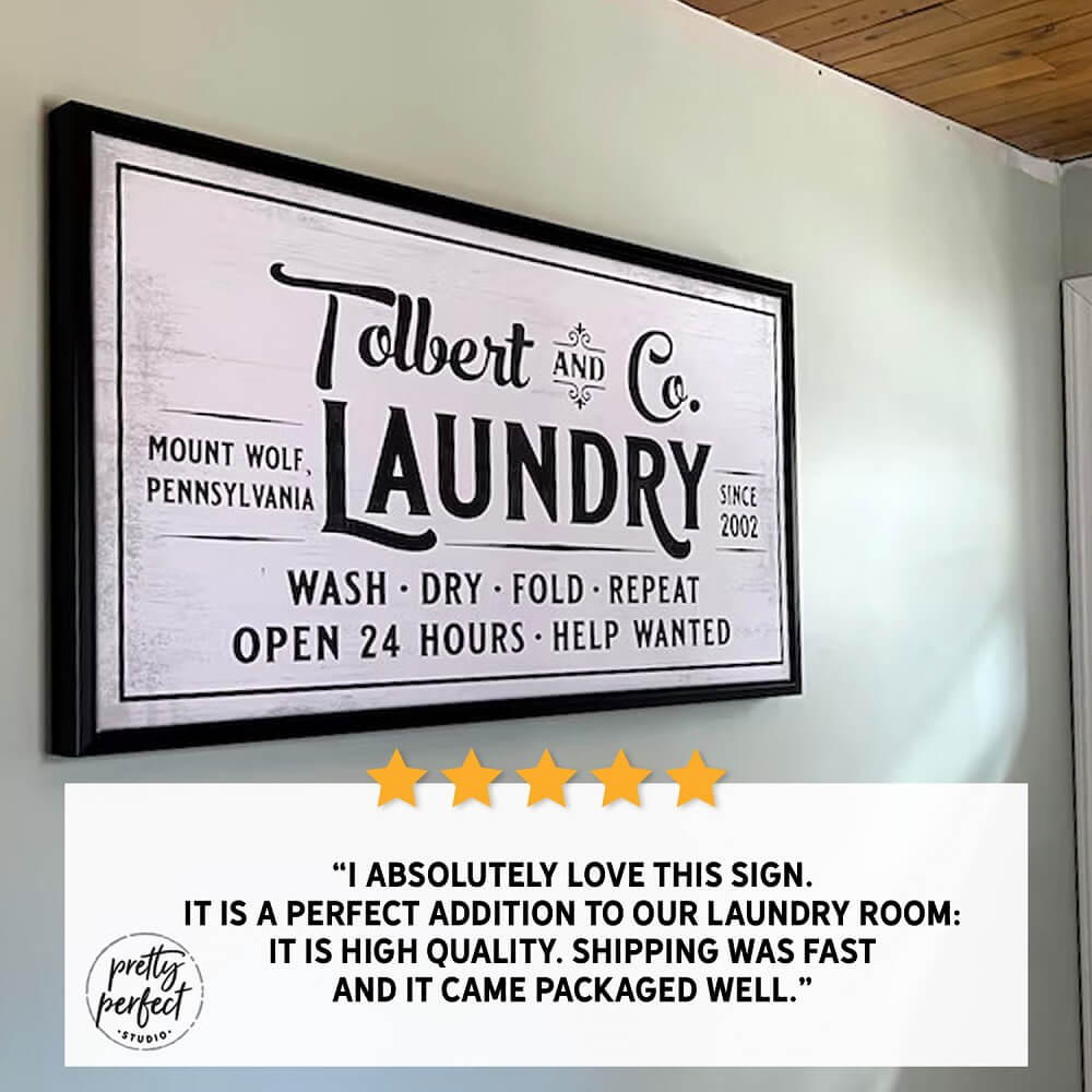 LAUNDRY ROOM サイン 24時間営業 USA Custom Laundry Room Sign | Personalized Laundry Sign Canvas