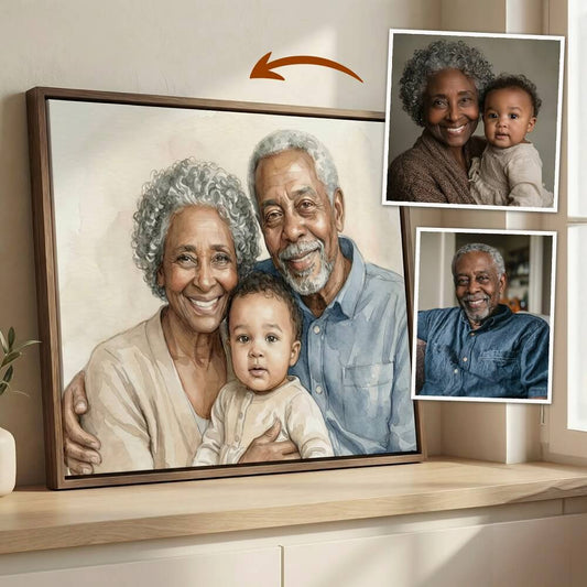Personalized Memorial Portrait, Add Passed Away Loved Ones Picture Holding Baby, Realistic Photo Merge Photoshop, Combine Multiple Pictures multi-generation family artwork