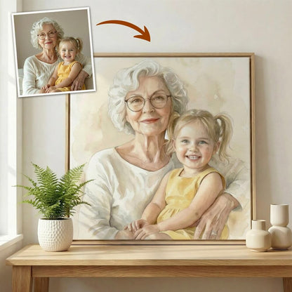 Personalized Memorial Portrait, Add Passed Away Loved Ones Picture Holding Baby, Realistic Photo Merge Photoshop, Combine Multiple Pictures grandparents holding grandchild artwork