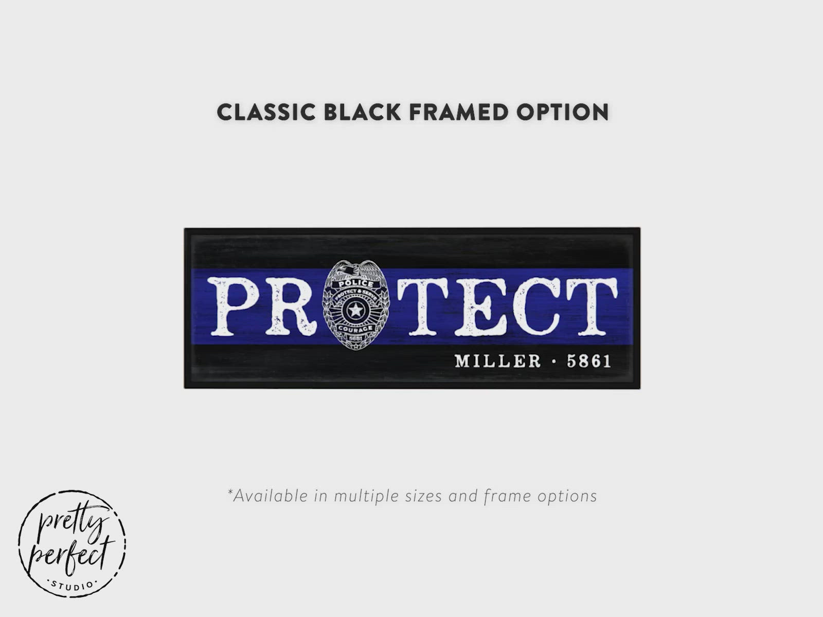 Police Officer Blue Line Protect Sign With Name – Pretty Perfect Studio