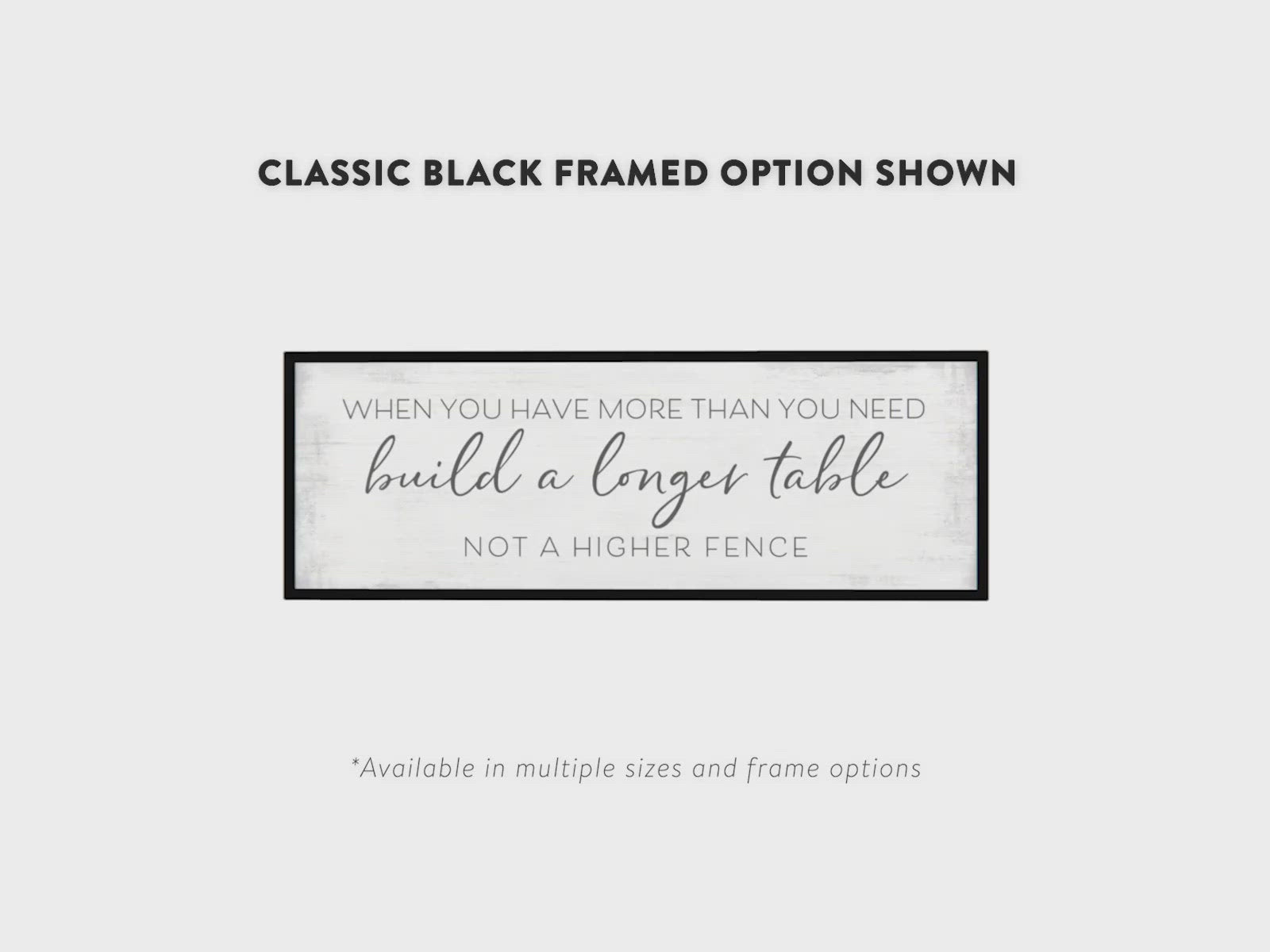 Build a Longer Table Not a Higher Fence Wall Art Sign Video - Pretty Pretty Studio